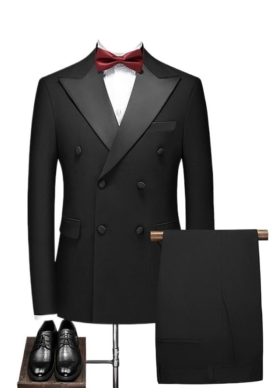 Men’s 2 Piece Formal Suit Set with Pants Classic Tuxedo for Wedding Party and Birthday Occasions(Large)