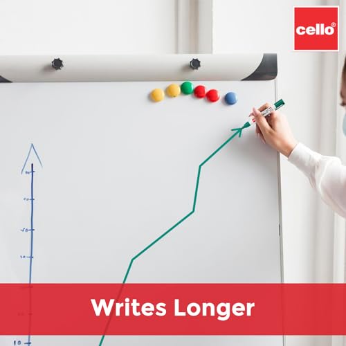 Cello Whitemate Whiteboard Markers | Set Of 4 Markers And 1 Duster | 4 Assorted Ink Colours | Bold Point Marker Pens With Easily Refillable And Erasable Ink | Writes Longer. (Image - 5)