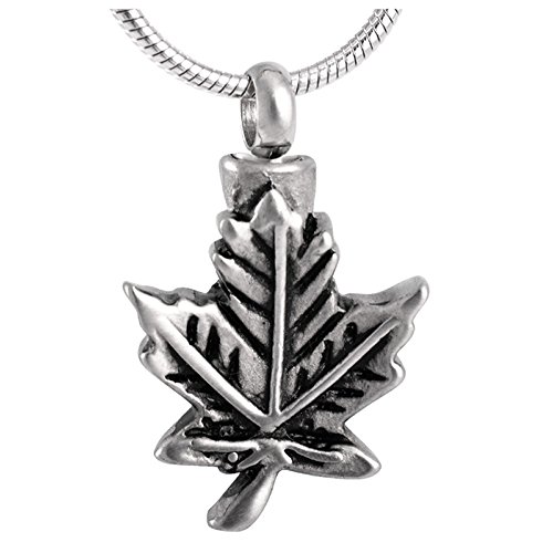 316L Stainless Steel Maple Leaf Pendant Necklace Ash Holder Mini Keepsake Jewelry for Cremation