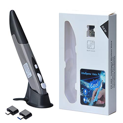 Lychee Wireless Optical Pocket Pen Mouse, 2.4Ghz Usb Wireless Optical Pen Mouse 800/1200/1600 Dpi Adjustable Handwriting Mini Air Mouse Mice For Pc Laptop Notebook Computer Mac (Grey) #TOP6