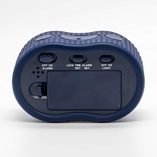 Image of Timelink Smartlight Rubber Alarm Clock with Automatic Night Light and Large Display - Easy-to-Use Digital Alarm with Snooze, Soft Rubber Case, Battery Operated, for Kids and Adults (Blue)