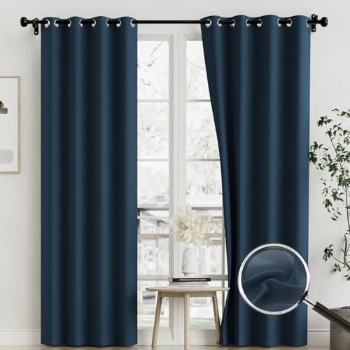 Rideaux occultants de chambre isolants thermiques bleus