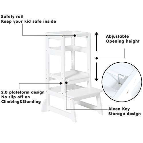 SDADI Adjustable Height Kitchen Step Stool,Kids Learning Stool,Mothers' Helper LT05W