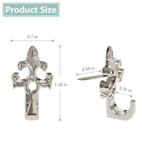 Image of Push Pin Picture Hooks,20pcs Push Pin Hangers, Thumb Tacks for Hanging, Bulletin Board Hooks, Zinc Alloy Pin Photo Frame Hooks for Picture,Canvas,Office,Clock,Mirror,etc. (Silver)