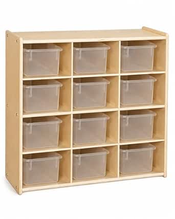 Contender 12 Compartment Storage Unit with Translucent Bins for Kids