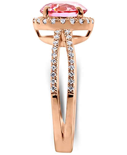 925 Sterling Silver Pink Cubic Zirconia Engagement Ring Rose Gold Plated2
