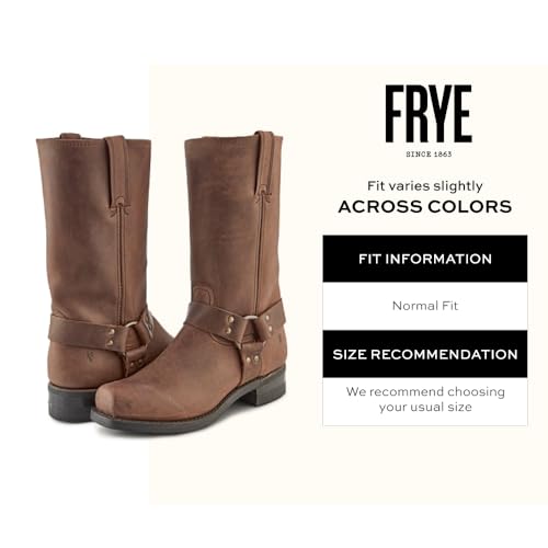 Image of Frye Harness 12R Boots for Men with Oiled-Leather Upper, Siped Outsole with Stacked Leather Heel, and Nickel & Brass Hardware - 12 inch Shaft Height