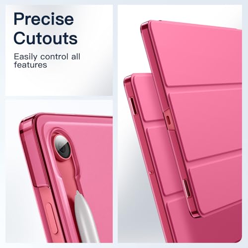 Image of JETech Case for Samsung Galaxy Tab S10 Lite / S10 FE / S9 FE 10.9-Inch, Slim Translucent Back Tri-Fold Stand Protective Tablet Cover, Support S Pen Charging, Auto Wake /Sleep (Pink)