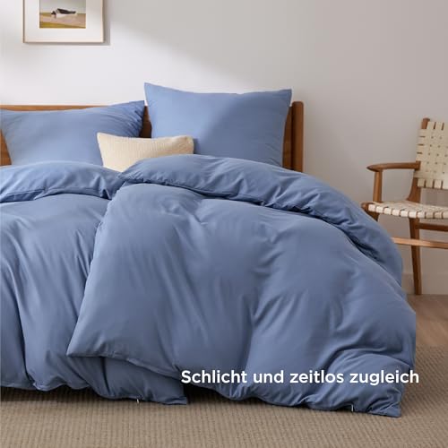 BEDSURE Bettwäsche 135x200 4teilig Mikrofaser - Schieferblau, 80x80 Kissen – Ansicht 3