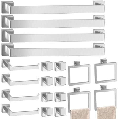 Image of 20-Pieces Brushed Nickel Bathroom Accessories Set, 24 Inch Towel Bar Set