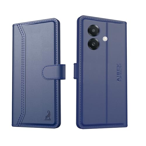 Image of AIBEX Compatible for Oppo A3X 4G / Oppo A3 5G / Oppo A3x 5G Flip Cover Leather Finish with Magnatic Closure | Inside TPU with Card Pockets | Wallet Stand | Complete Protection Flip Case -Blue