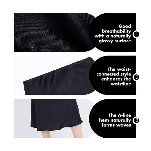 ASSUAL Women's Bias-Cut Blend A-LINE Elastic Waist Skirt3