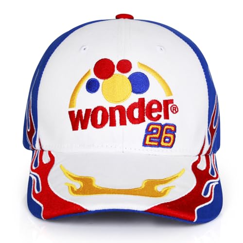 Image of Talladega Nights Hat Bobby Wonder 26 Embroidery Adjustable Cap Hat White Blue