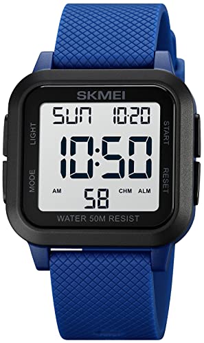 Gosasa Men Sports Military Watches Digital Airplane Shaped LED Light Waterproof Watches, B- Blue, Digital