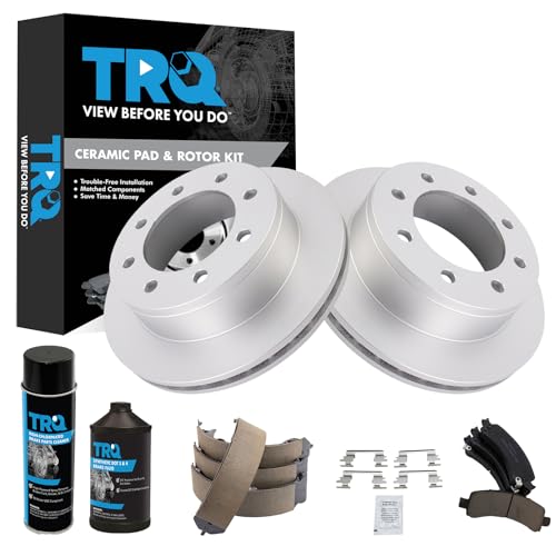 Image of TRQ Rear Brake Pad & Rotor Kit Premium G-Coated Ceramic Compatible with 2008-2016 GMC Savana 3500