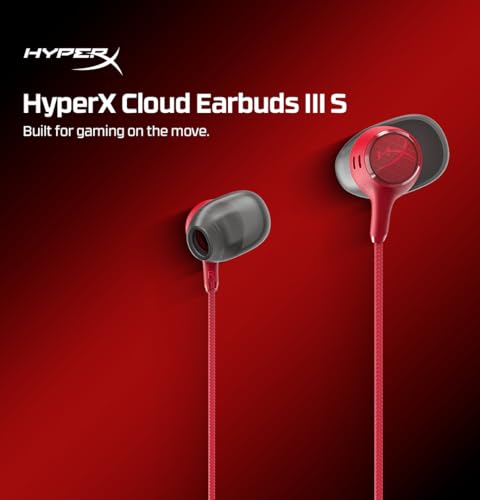 Image of HyperX Cloud Earbuds III S - Wired Earbuds, PC; Nintendo Switch; Console Controller, Dynamic; 14.3 mm Driver, Silicone Ear Tips, Red, (BN7S2AA)
