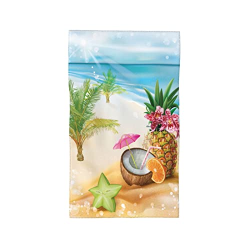 Evava Hand Towel Summer Ocean Beach Tropical Starfish Coconut Pineapple Face Washcloths Fingertip Bath Towels Cotton Quick Dry Soft Absorbent Kitchen Bathroom Beach Gym Hotel Salon Spa Sport #TOP4