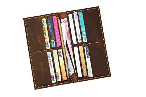 Distressed Leather Men long wallet/slim vertical bifold wallet/Personalized leather clutch card holder travel wallets -W005LZM