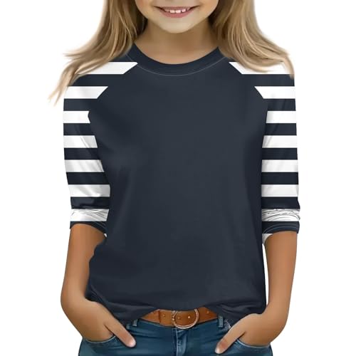 Cute Tops for Teen Girls Trendy 3/4 Sleeve Crew Neck Graphic Blouses Trendy Half Sleeve Tops Summer Kids Clothes