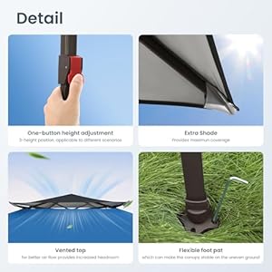 Phi villa 13×13 pop up canopy tent instant outdoor canopy easy one person set up folding shelter wauto extending eaves 169 square feet of shade blue  urban country home decor