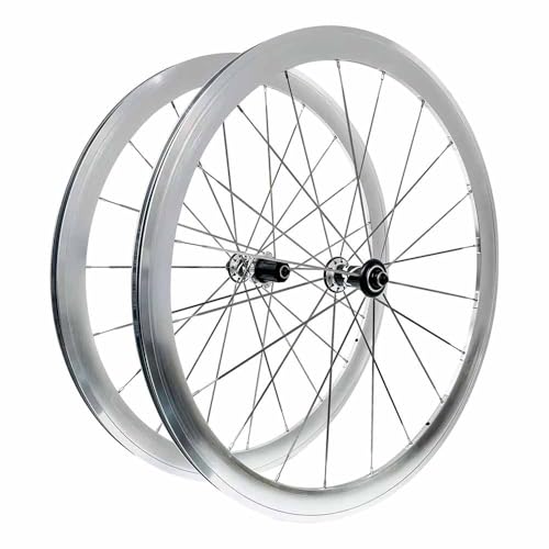 700C Ruedas Traseras Y Delanteras De Bicicleta De Carretera 100/130mm QR Ruedas De Cubierta Freno C/V Llanta De Bici De Aluminio 40/50mm, Casete De 7-12 Velocidades, F/V, Plata(50mm)