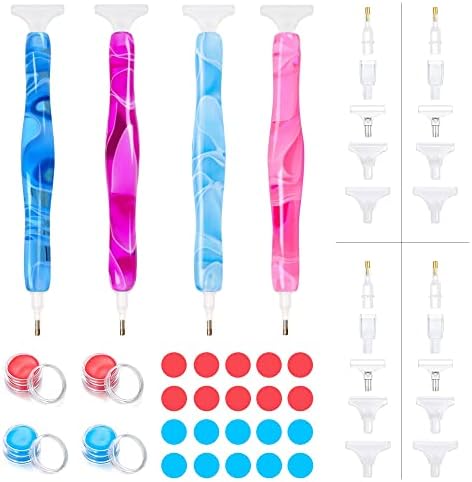 Resin Diamond Hand Painting Pens 2pcs Handmade Resin Diamond Pens 22-in-1 with 10pcs Pen Heads 10pcs Diamond DIY Painting Glue Clay for Nail Crafts Hand Painting Cross Stitch(6 options to choose from)
