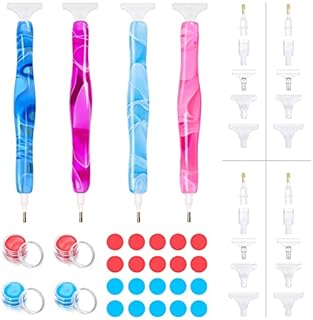 Resin Diamond Hand Painting Pens 2pcs Handmade Resin Diamond Pens 22-in-1 with 10pcs Pen Heads 10pcs Diamond DIY Painting Glue Clay for Nail Crafts Hand Painting Cross Stitch(6 options to choose from)