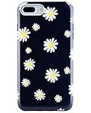 iPhone 7 Plus Case, iPhone 8 Plus Case,Dimaka Cute Daisy Flower Vintage Black Pattern Case [High Impact][Glamour Glitter Surface] 2 Layer Parts Hybrid Cover for iPhone 7 Plus and iPhone 8 Plus