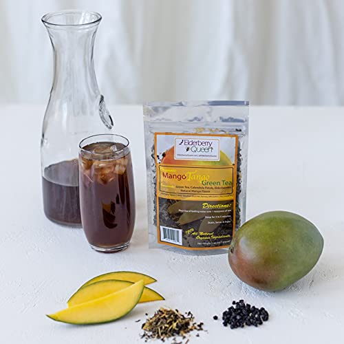 Decaf Mango Loose Leaf Green Tea, Pure Natural Herbal Tea Blend With Elderberry And Calendula (2 Ounce) #TOP1