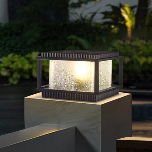 Lampe solaire colonne de clôture étanche avec télécommande pour extérieur