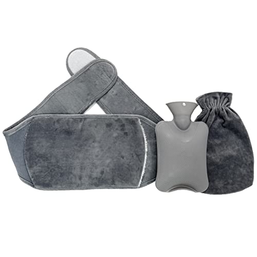 Gimify Bouillotte en Caoutchouc Ceinture 1L Bouillotte avec Housse en Peluche Chauffe-Taille Douce, 3 en 1 Bouillotte Ajustable avec Housse pour soulager le Malaise du Cou, Dos, Epaules et Jambes Cover