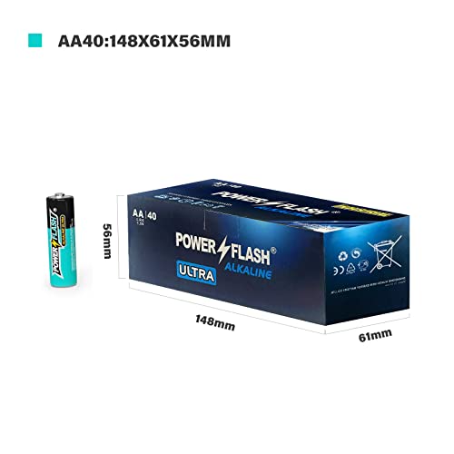 Power Flash Aa Batteries With Fresh Date - 40 Industrial Pack - Ultra Long Lasting All Purpose Double A Alkaline Battery #TOP6