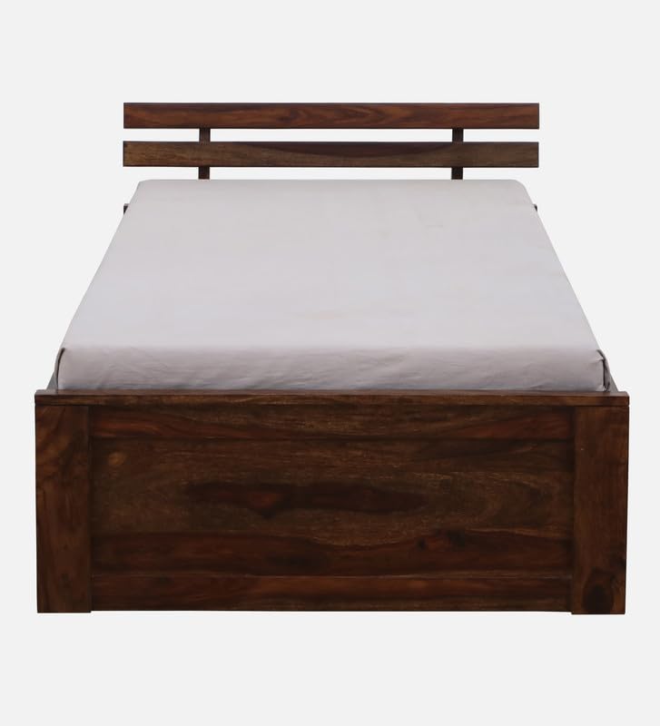 Image of Solid Sheesham Wood Admire Single Bed with Box Storage | Wooden Single Bed Cot Palang Furniture for Bedroom Living Room Home and Hotel (Provincial Teak Finish)