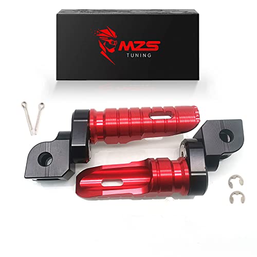 Mzs Motorcycle Foot Pegs | Aluminum Front Rider Footpegs Footrest Rest Pedal Adjustable Red Compatible With Cb650R Cbr650R Cb1000R Cbr250R Cbr300R Cbr500R Cbr 600 Cbr600Rr Cbr1000Rr Grom Monkey Vfr800 #TOP8