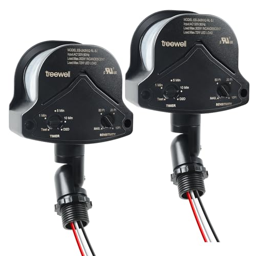 2-Pack-240-Degree-Replacement-Motion-Detector-Adjustable-Delay-Time-Detection-Sensitivity-Up-to-60-Feet-Range-3-Working-Modes-Pir-Motion-Sensor-for-Security-Floodlight-Black-UL-Listed