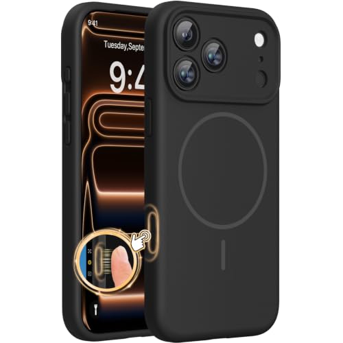 Image of Miracase Magnetic for iPhone 17 Pro Max Case, Compatible with MagSafe, Integrated Silicone Camera Control Cover, 3.0mm Thicken Shockproof Drop Protection Phone Case for 17 ProMax,Dark Black