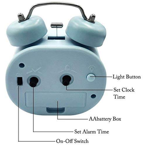 Reloj despertador de doble campana silencioso sin cables para mesilla 3