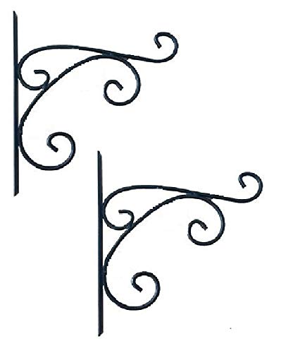 Image of Wrought and Cast Iron Leaf Design L Wall Bracket (27x27x03cm, Black)