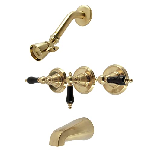 Kingston Brass KB237AKL Duquesa - Grifo de ducha y bañera de tres asas, latón cepillado