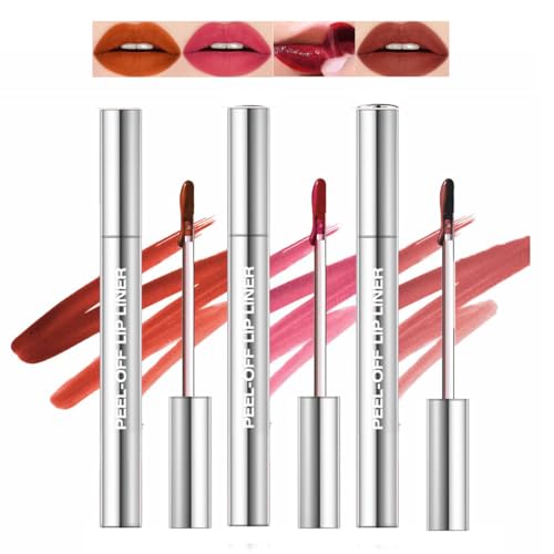 Pakivs 3Pcs Matte Lip Stain Peel Off Lip Liner Tattoo
