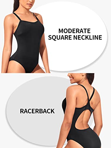 Yonique Women'S Athletic Swimsuits One Piece Bathing Suit Sport Training Swimwear Black M thumb #4