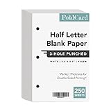 Dynamico Half Letter Blank Paper, 3 Hole Punched, Bright White Printer Binder Refill, 8.5 x 5.5 Inch
