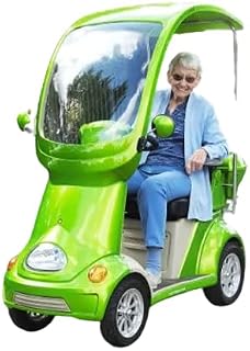 Power-Buggy Dx Green Electric Golf Scooter | 4 Wheels with Canopy | Four Wheels Power-Buggy Scooter | 15 Mph Max. Speed | 500 Lbs Weight Capacity