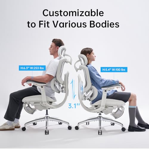 Image of SIHOO Doro C300 Pro V2 Ergonomic Office Chair with Footrest & Full-Body Adaptive Support, 8D Armrests & Breathable Mesh, Comfy High Back Computer Desk Chair for Long Hours, 135 Recline, 2 Packs, GREY