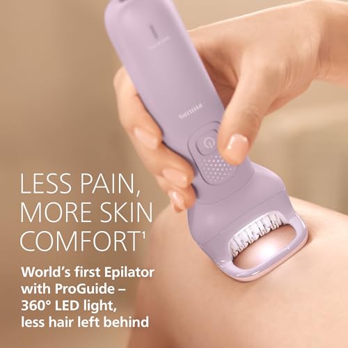 Image of Philips Epilator Series 9000 - Cordless Wet and Dry Electric Epilator, Hair Removal for Legs, Body and Bikini, with ProGuide, 9 Accessories Including Pedicure Head, 60 min. Runtime, Model BRE728 /00