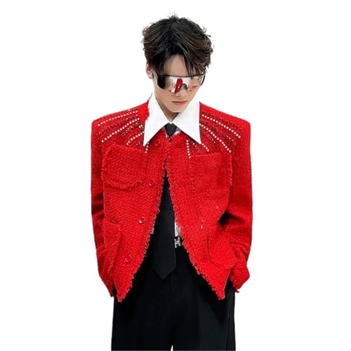 Veste à franges pour homme style patchwork strass et chaînes pour look unique