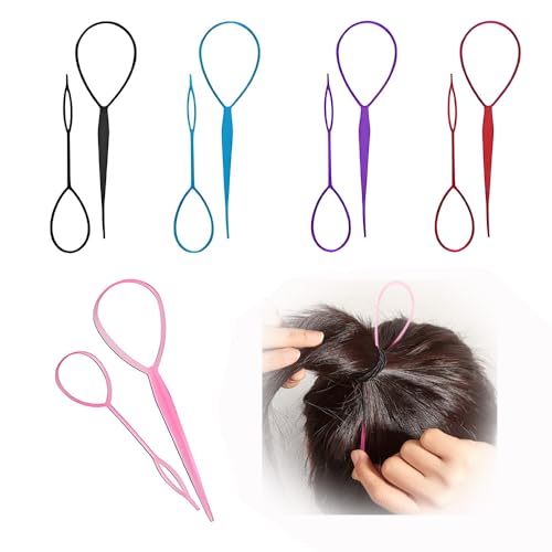 YJRUNFU くるりんぱ スティック ヘアアレンジ アレンジスティック お団子 髪造形 ヘアデザイン 多機能ヘアスティック 初心者 サロン 美容院 レディース 家庭用 業務用 大小のセット (5色計5セット)