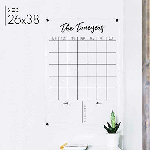 Circle And Square Decor Acrylic Calendar - Personalized Family Dry Erase Wall Calendar thumb #1