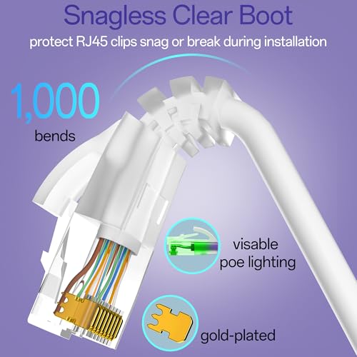 Image of Cat6a Patch Cables 0.5ft (10 Pack) Slim, Cat6 Ethernet Patch Cable Pure Copper, Flexible Cat 6 Patch Cable 550MHZ 10G, Space-Saving Cat 6A Network Cables for Patch Panel, White
