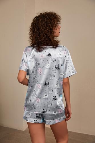 Image of Ekouaer Silk Pajama for Women Short Sleeve Satin Pj Set Two Piece Soft Sleepwear Loungewear S-XXL